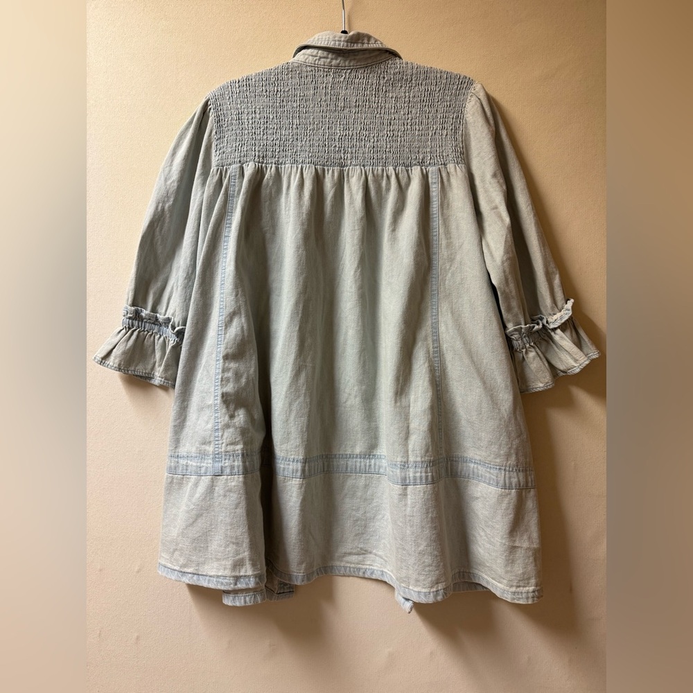Free People Vanessa Denim Oversized Tunic Top, Light Blue - Picture 5 of 6